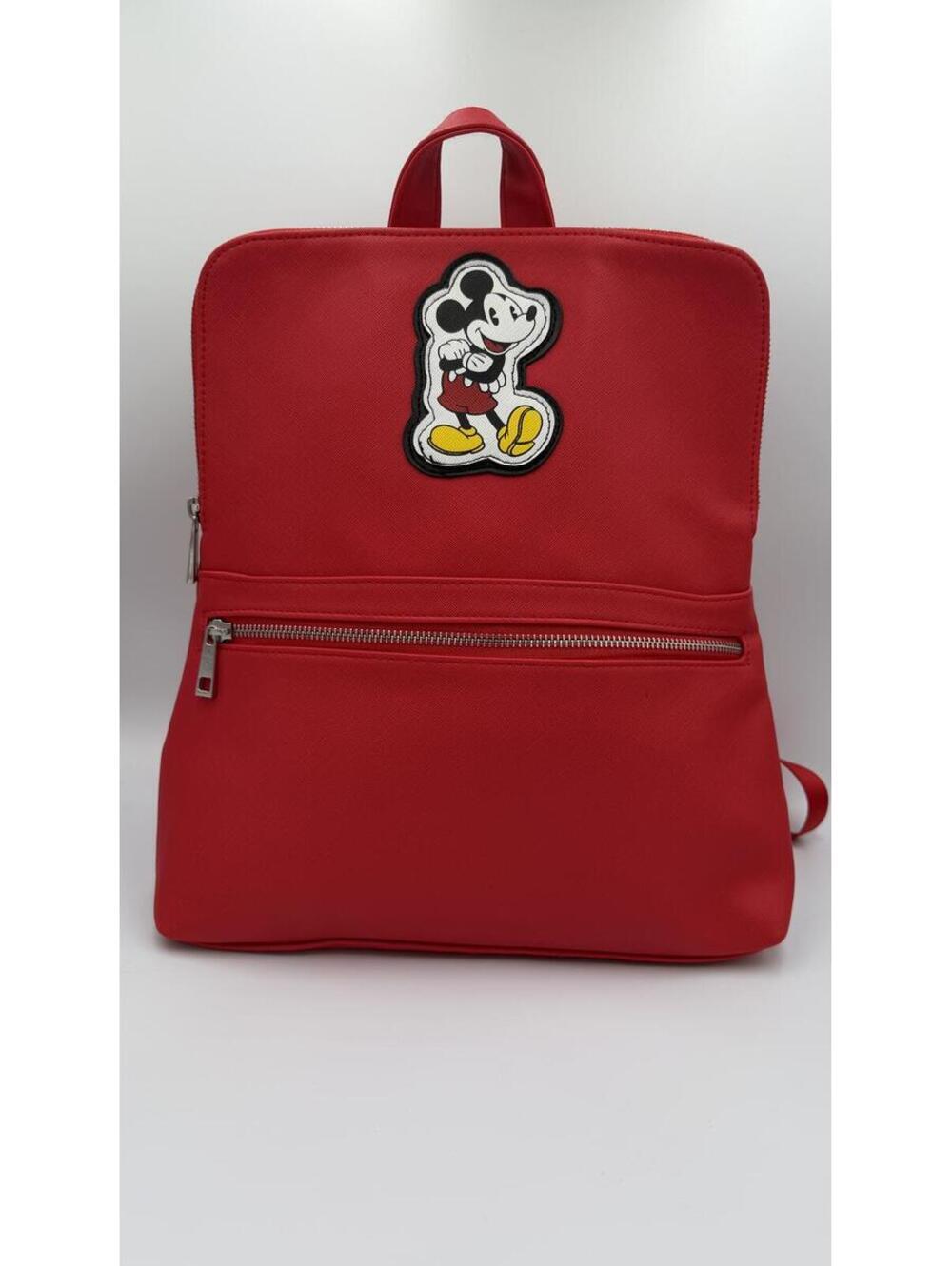 Disney Mickey Mouse Red Mini Backpack Faux Leather Zip Bag